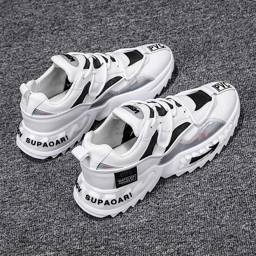 Fashion Trend Men Casual Sports Shoes Breathable  Running Shoes Athletic Walking - White EU 41